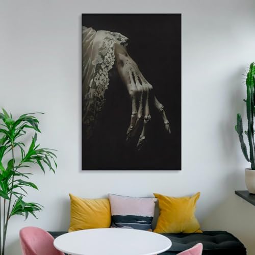 Gothic Skeleton Hand Romance Painting Canvas Printing Wall Art Posters Prints Wall Decor Dark Academia Vintage Aesthetic Picture Decoration for Living Room Bedroom 12x18inch(30x45cm) by Generic - Used condition - Image 6