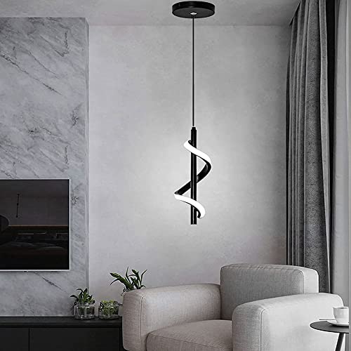 Suspension luminaire LED 13W en métal blanc spirale pour îlot de cuisine