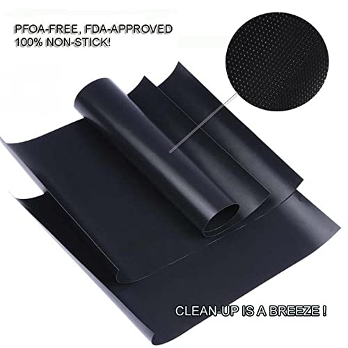Grill Mat Set Of 6-100% Non-Stick Bbq Grill Mats, Heavy Duty, Reusable, And Easy To Clean - Works On Electric Grill Gas Charcoal Bbq - Extended - 15.75 X 13-Inch, Black #TOP2