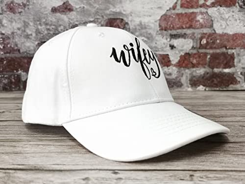 Image of Hepandy Wifey Hat for Women, Embroidered Baseball Cap, White Gifts for Valentines Day, Adjustable Dad Hat, Cotton Snapback Hat