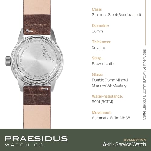 | 𝗔-𝟭𝟭 𝗦𝗲𝗿𝘃𝗶𝗰𝗲 𝗪𝗮𝘁𝗰𝗵 - Men's Wrist Watches - A11, Military - 38/42mm, Assembled in The USA | Automatic, WW2, Gifts for Men2
