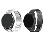 22 mm Armbänder Kompatibel mit Huawei Watch GT/GT2 46mm/GT 3 46mm/GT 2e/GT 2 Pro, 2 Stück Armband Mesh gewebte Uhrenarmband Metall Edelstahl Ersatzarmband Business Bands(Schwarz/Silber)