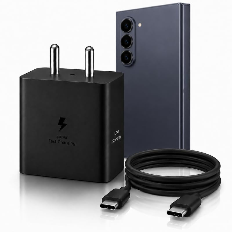Image of 45W Fast Charging USB-C Adapter with C-Type 1m Cable Compatible with Galaxy Z Fold 7 and S26|S25|S24|S9|S10 (FE, Ultra, Plus, Edge) PD 5.0 PPS Wall Charger Travel Brick for Type-C Mobile Phone, Tab