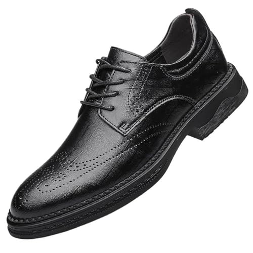 Mens Business Tuxedo Dress Shoes for Men, Round Toe Lace-up Genuine Leather Comfort Dress Shoes for Wedding Office