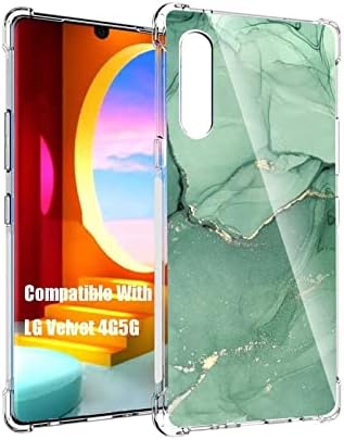 exanor editice Compatible with LG Velvet 5G UW/LG Velvet 5G / LG Velvet 4G Case, Green Sparkle Marble Golden Glitter Unique Design for LG Case Men Women Girls,Soft TPU Graphic Case for LG