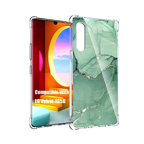Exanor Editice Compatible With Lg Velvet 5G Uw/Lg Velvet 5G / Lg Velvet 4G Case, Green Sparkle Marble Golden Glitter Unique Design For Lg Case Men Women Girls,Soft Tpu Graphic Case For Lg #TOP1