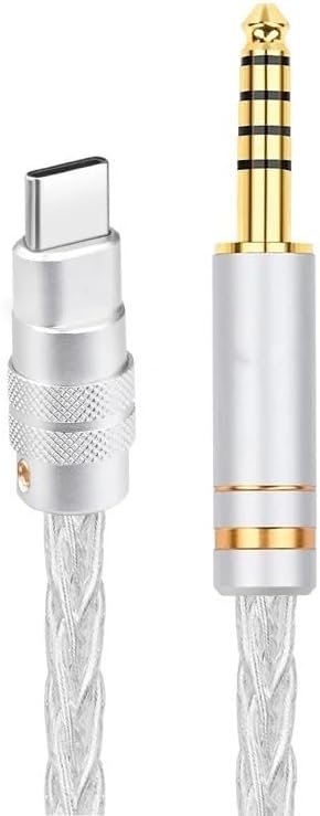HiFi Pure Silver USB Type C to 3.5mm 2.5mm 4.4mm Jack Type-C Audio Cable for Car Speaker Headphones(Type c to 3.5,1m)