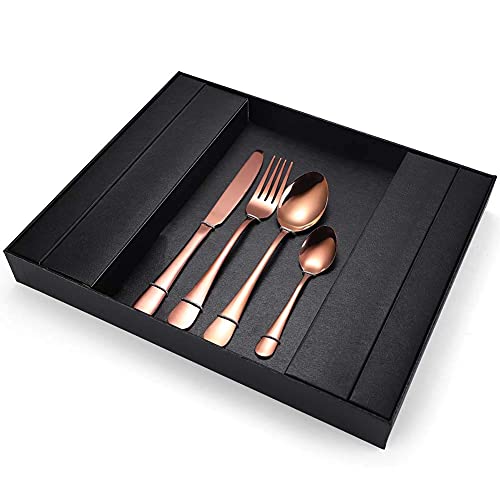 Ménagère en Acier Inoxydable, Lot de 4 Couverts, Acier Inoxydable de qualité Alimentaire, avec Couteau, Fourchette, cuillère, Vaisselle dans Un élégant Coffret (argenté, 24 pièces)
