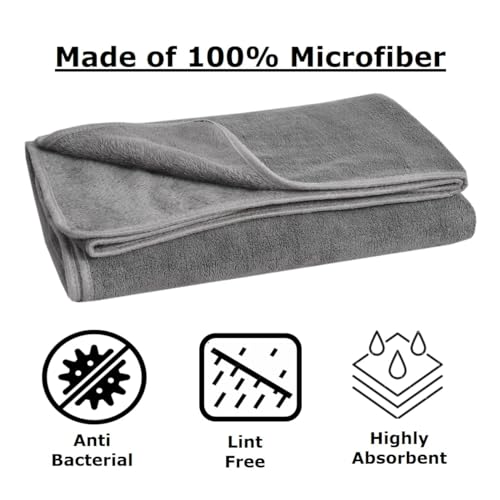 Image of Cotton Bolls Microfiber Large Bath Towel Quick Dry Super Soft Higly Absorbent Lint Free Towel for Bath for Men and Women, Travel, Gym, Beach, Pool, Yoga 70x140 CM Grey