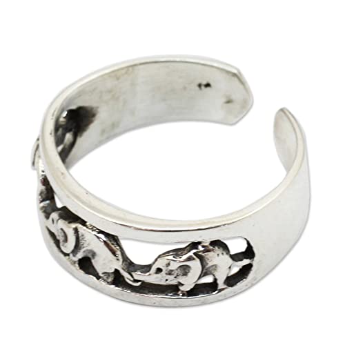 Novica .925 Sterling Silver Animal Themed Adjustable Toe Ring 'Elephant Walk', One Size #TOP1