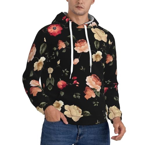Sweat à capuche à manches longues floral et finitions haut de gamme