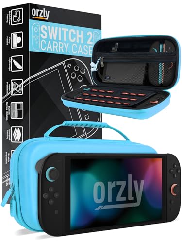 Image of Orzly Case Compatible with Nintendo Switch 2 - Protective Travel Carry Case with Screen Padding, Game Card & microSD Slots, Zipped & Open Pockets for Accessories - 7.9 inch Gift Boxed