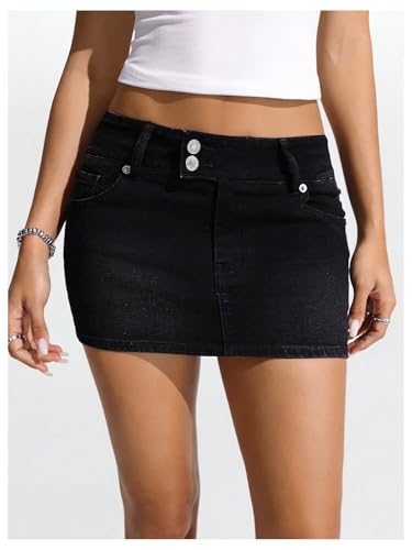 Floerns Women's Bowknot Denim Skirt Stretchy Low Rise Bodycon Mini Skirts4