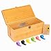 Kabelbox groß, Kabelmanagement-Lösung aus Bambus, beinhaltet 6 bunte Kabelbinder mit wiederverwendbaren Riemen, 34*15*12cm.