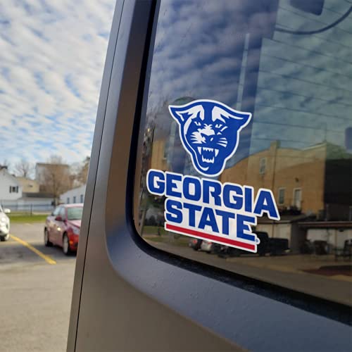 Image of Georgia State University Panthers GSU Official Blue and Red Logo Weatherproof Vinyl Sticker Car Decal from Nudge Printing