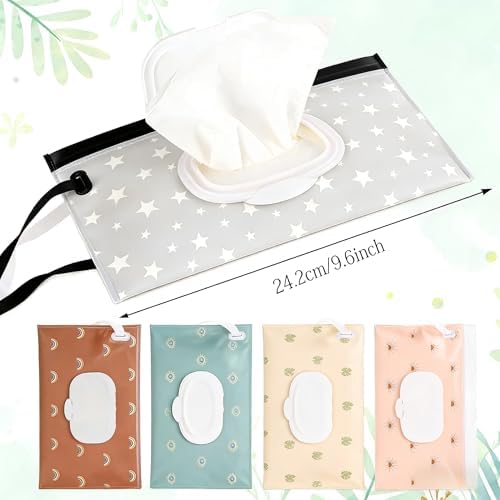 5-Pack Portable Wipes Case, Refillable Travel Wipes Holder with Lid - Boho Style EVA Dispenser for On-The-Go, Multicolor - 1