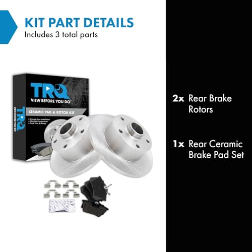 Image of TRQ Rear Brake Pad and Rotor Set Ceramic Compatible with 1997-2001 Audi A4 2000-2001 A4 Quattro