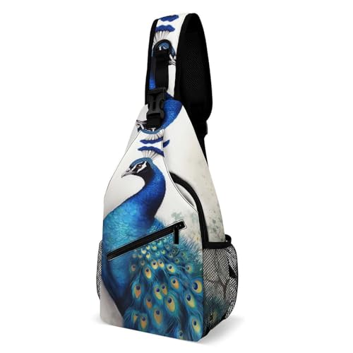 Mochila Sling deportiva Blue Peacock para senderismo y uso casual