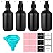 SOSPIRO 4 botellas de champú vacías, 300 ml, dispensador de jabón para jabón líquido, acondicionador de gel de ducha, dispensador de plástico (negro)