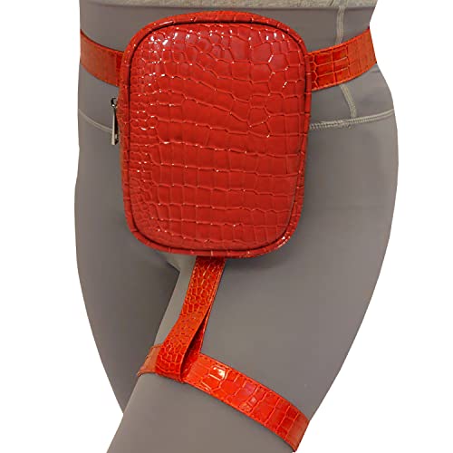 INNTURT Synthetic Leather Leg Harness Thigh Bag Hip Fanny Pack for Women Maroon, S