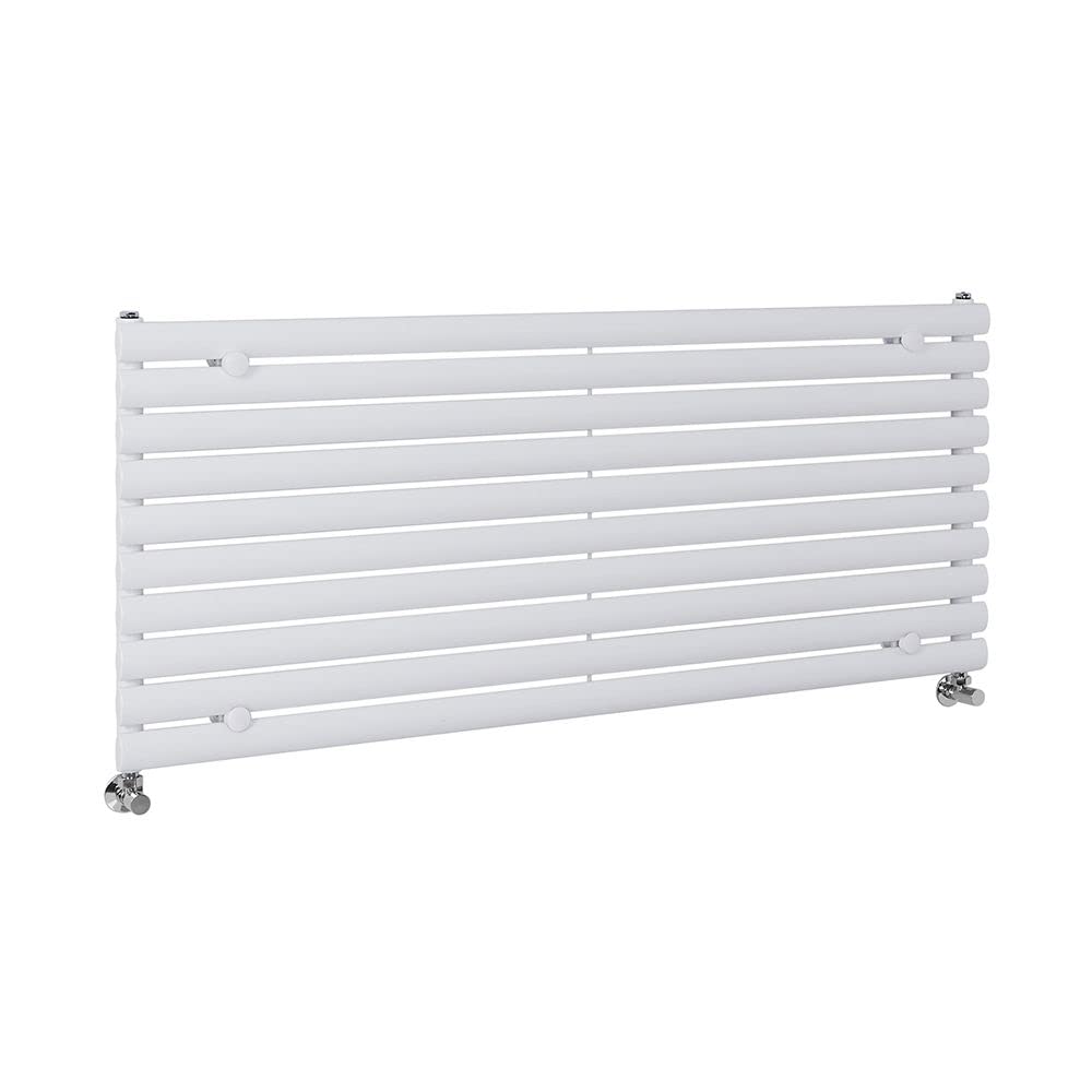 Milano Aruba - White Horizontal Single Oval Panel Radiator - 590mm x 1400mm