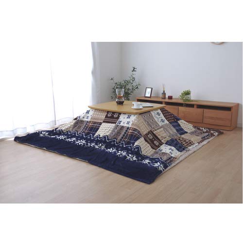 イケヒコ こたつ掛けふとん 上掛け 長方形 ノーチェ 約195×245㎝ ネイビー ノルディック柄 撥水 #5545579