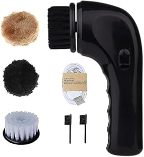 Electric Shoe Polisher, Viiwuu Upgrade Shine Kit Polisher Machine Electric Shoe Shine Tools Brush Shoe Shiner Dust Cleaner Portable Wireless Leather Care Kit for Shoes, Bags, Sofa (Black)