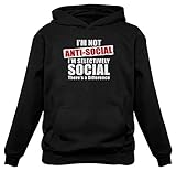Not Anti - Social I'm Selectively Social Personality Funny Women Hoodie Small Black