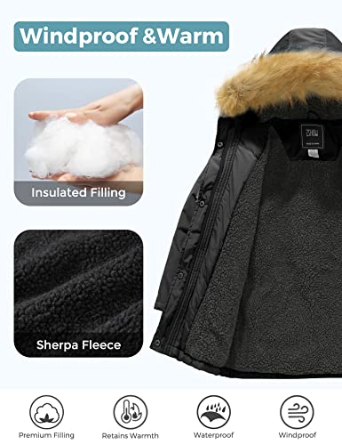 ZSHOW Girls' Hooded Puffer Jacket Water Winter Coat Outerwear Jacket Warm Parka3