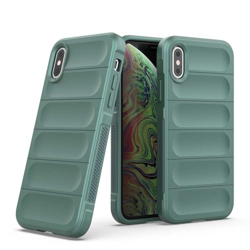 amazon basics Mobile Cover for Apple iPhone X/Xs | Full Camera Protection | Liquid Silicon Case | Flexible Bumper Case for Apple iPhone X/Xs (Green)