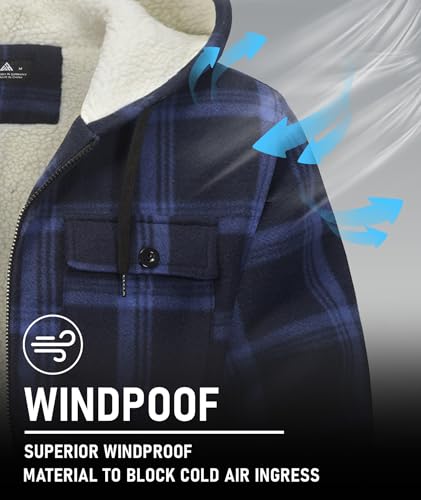 Image of GEEK LIGHTING Men's Flannel Shirts Jacket Sherpa Lined Fleece Plaid Hoodie Long Sleeve Winter Warm Coat