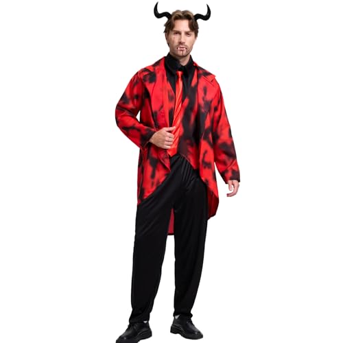 Leajap Halloween Deguisement Diable Homme: Costume de Demon pour Homme pour Bal Masqué (M)
