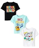 The Children's Place,Baby Boys,and Toddler School Days Short Sleeve Graphic T-Shirts,Multipacks,Pre K/Cool Kind/Crayon Colors 3-Pack,4 Years