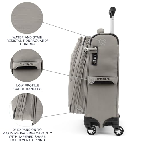 Image of Travelpro Maxlite 5 Softside Expandable Carry on Luggage with 4 Spinner Wheels, Lightweight Suitcase, Men and Women, International, Champagne, Carry on 19-Inch