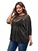 MakeMeChic Women's Plus Size Concert Outfits Fishnet Tops Black Rhinestone Sheer Short Sleeve Summer Tops B Black X-Large Plus