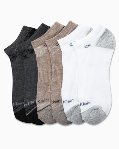 Calvin Klein Mens No Show Socks - 6 Pack Soft Cushioned Athletic - Casual Low Cut Socks for Men (Size 7-12), Size 7-12, Assorted White3