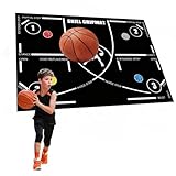 YFCJYBF Basketball Fußmatte Trainingsmatte - 120x86 cm Rutschfeste Schritttechnik Matte mit Anleitung, Leicht & Rollbar für Agilität, Koordination, Gleichgewichtstraining Indoor/Outdoor für Kinder/Erw