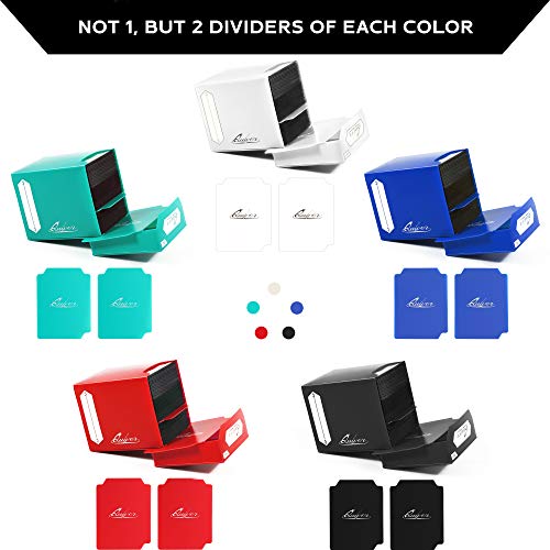 Quiver Time 100+ Standard Deck Blocks With 2 Dividers/Card Deck Box - Set Of 5 Mtg Deck Box - Compatible With Magic Commander, Pokemon, Yugioh & Other Tcg Cards - (White, Black, Blue, Red & Green) #TOP3