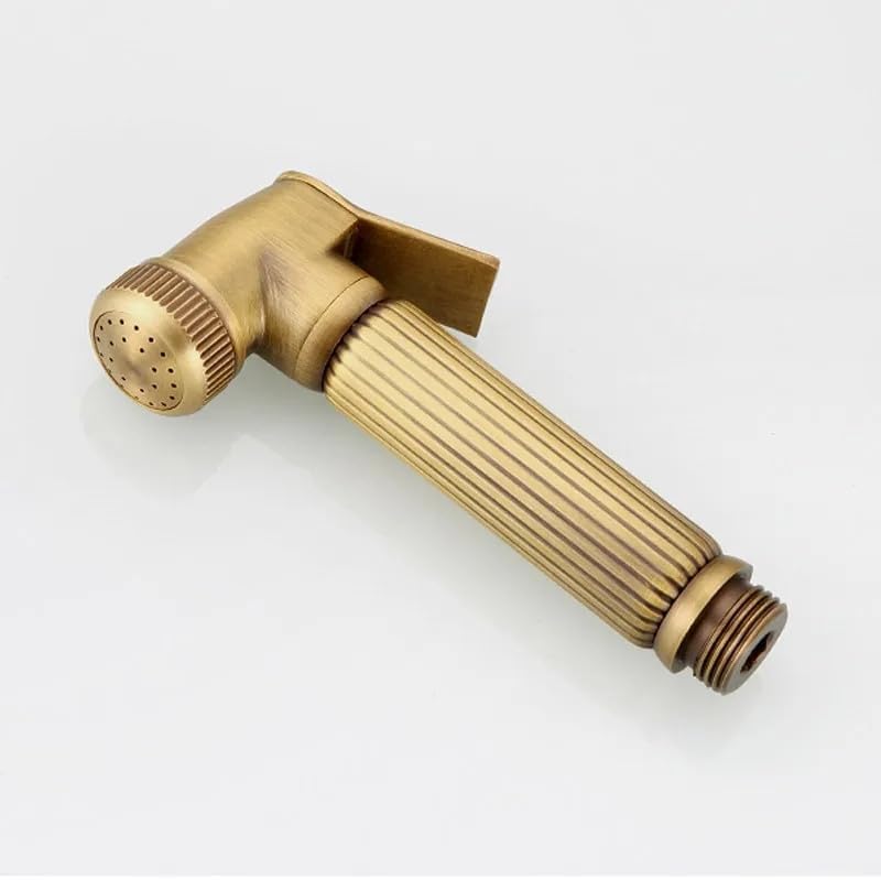 Antique Brass Wall Mounted Toilet Bidet Sprayer High Pressure Bathroom Hand Shower Gun(A)