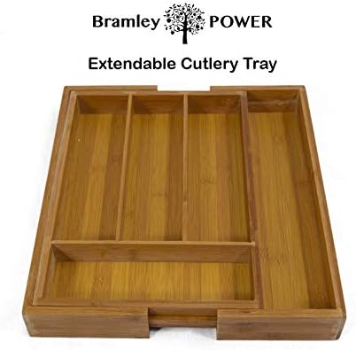 Bramley Power Extendable Expanding Adjustable Bamboo Wood Cutlery Tray Drawer