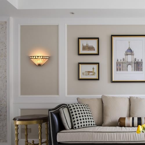 Image of DEYNITE Tiffany Wall Sconces Stained Glass Antique Vintage Mission Style Wall Light for Living Room Bedroom Bathroom Hallway Home Decor