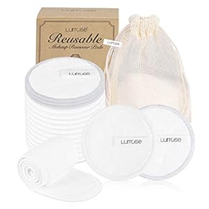 Lurrose Herbruikbare Make-up Verwijdering Pads 16 Pack Organische Katoenen Pads Zachte Bamboe Fiber Pads Wasbare Gezicht…