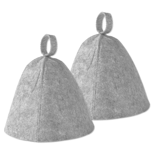 lasuroa 2pz Cappelli da Sauna, Cappello Sauna in Feltro Berretto da Sauna Cuffia da Sauna Russa Accessori per Sauna per Protezione Testa in Saune Spa Universale per Donne e Uomini(Grigio)
