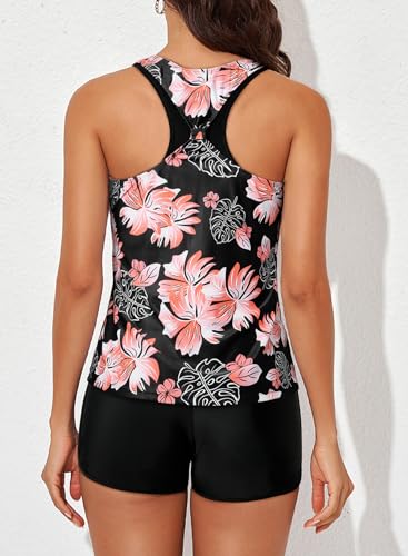 Image of Aleumdr Womens Athletic 3 Piece Tankini Swimsuits with Shorts Swim Tank Tops with Sports Bra and Boyshorts Bathing Suits