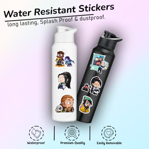 Image of Valorant Vinyl Stickers for Valorant Lovers, Gamer's and Others. Water Resistant, Resedue Free, Fade Proof, Installation Type : Peel & Stick, Width & Height : 5cm x 5.5cm, Unit : 24 Stickers