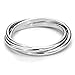 Metal Factory Sterling Silver Triple Interlocked Rolling High Polish Plain Dome Tarnish Resistant Wedding Band Ring