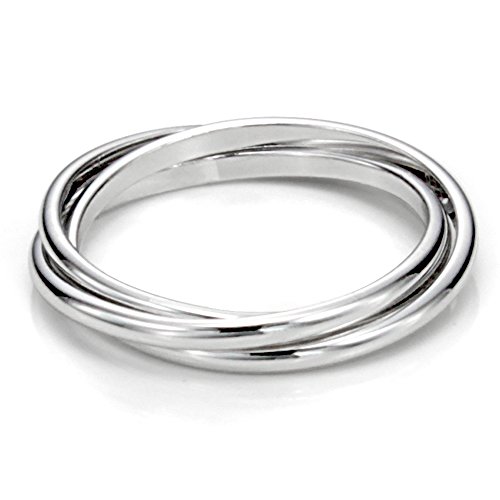 Metal Factory Sterling Silver Triple Interlocked Rolling High Polish Plain Dome Tarnish Resistant Wedding Band Ring