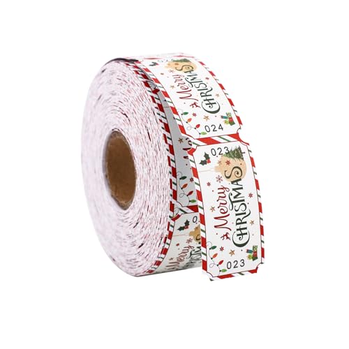 500pcs Merry Christmas Roll Raffle Tickets, Single Roll Raffle Tickets Prizes Carnival Drink Meal Vouchers Festive Door Decor for Holiday Events