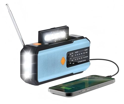 Emergency Crank Solar Weather Radio, 5000mAh USB-C Rechargeable Hand Crank AM/FM/NOAA Alert Radio with LED Flashlight & Reading Lamp, Hurricane Survival Radio for Camping, Emergency Preparedness Emergency Crank Solar Weather Radio, 5000mAh USB-C Rechargeable Hand Crank AM/FM/NOAA Alert Radio with LED Flashlight & Reading Lamp, Hurricane Survival Radio for Camping, Emergency Preparedness