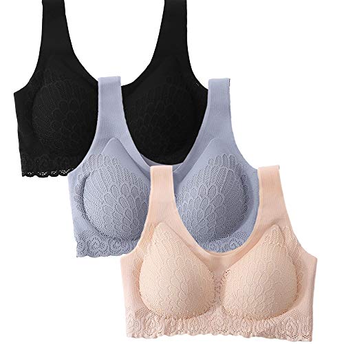 Sutiã feminino com contorno 5D sem fio, roupa íntima respirável de renda, sem costura, para esportes